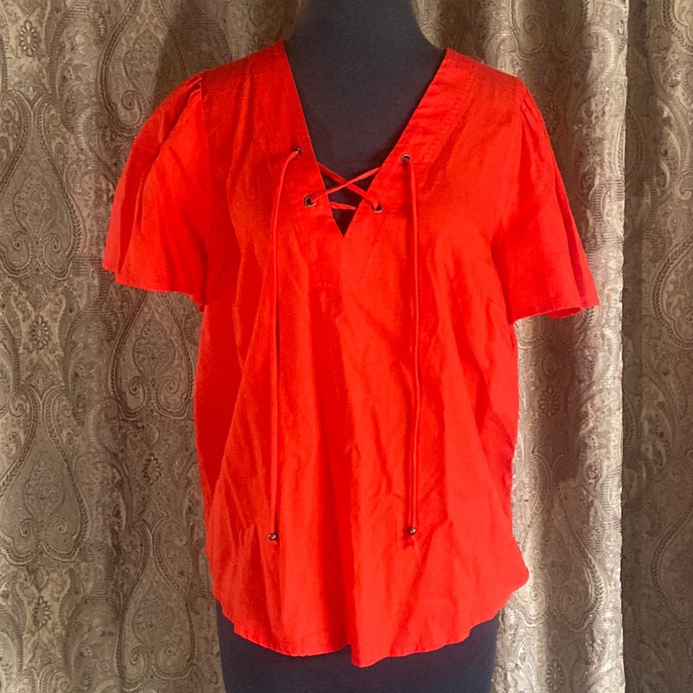 Knox Rose Women's Short Sleeve Lace-Up Top